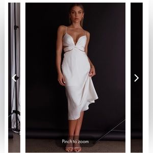 Dance with Me Crossover Bust Midi Dress Ivory